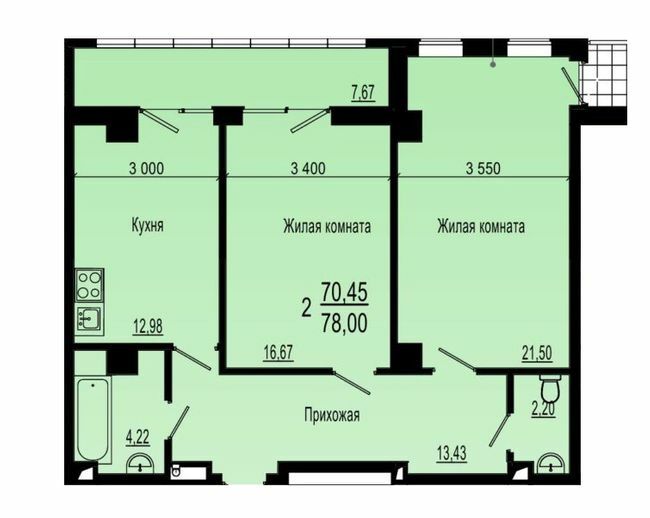 2-комнатная 78 м² в ЖК Павловский Квартал от 20 350 грн/м², Харьков