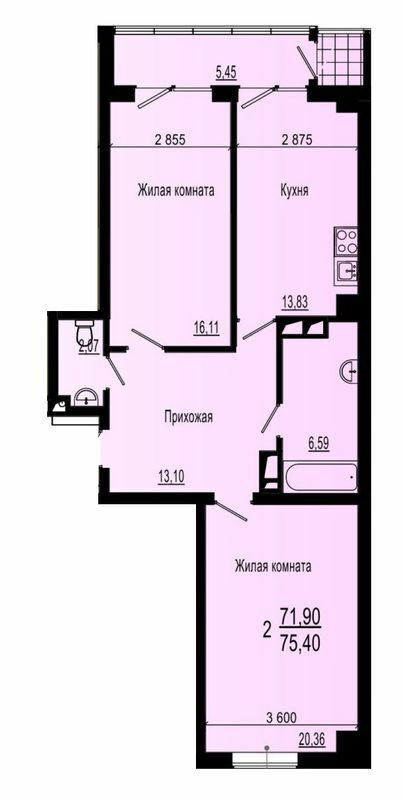 2-кімнатна 75.4 м² в ЖК Павловський квартал від 20 350 грн/м², Харків