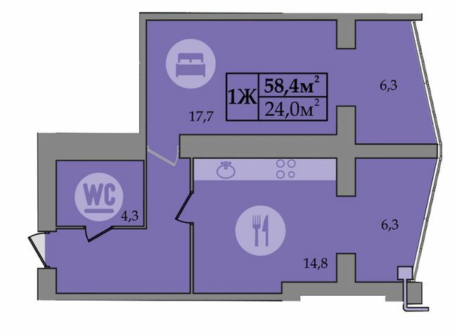 1-кімнатна 58.4 м² в ЖК SokolovSky від забудовника, Дніпро