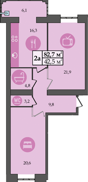 2-комнатная 82.7 м² в ЖК SokolovSky от застройщика, Днепр