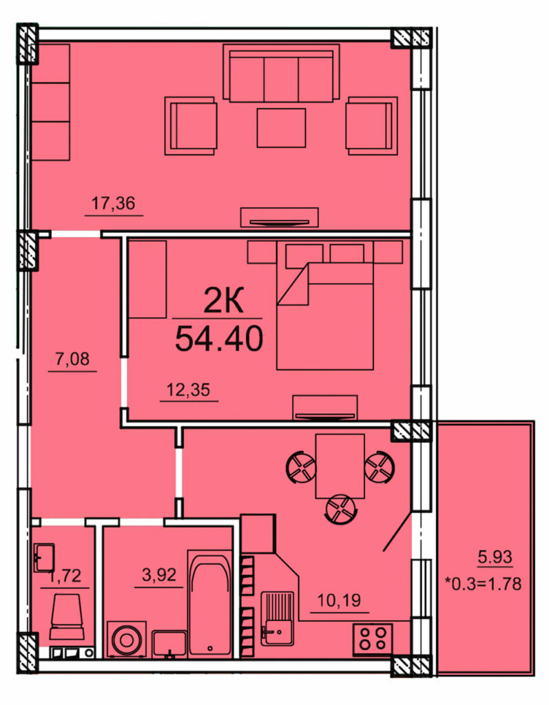 2-кімнатна 54.4 м² в ЖК Олексіївський від 17 750 грн/м², Одеса