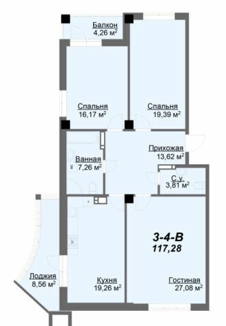 3-кімнатна 117.28 м² в ЖК Резиденція від 35 000 грн/м², Харків