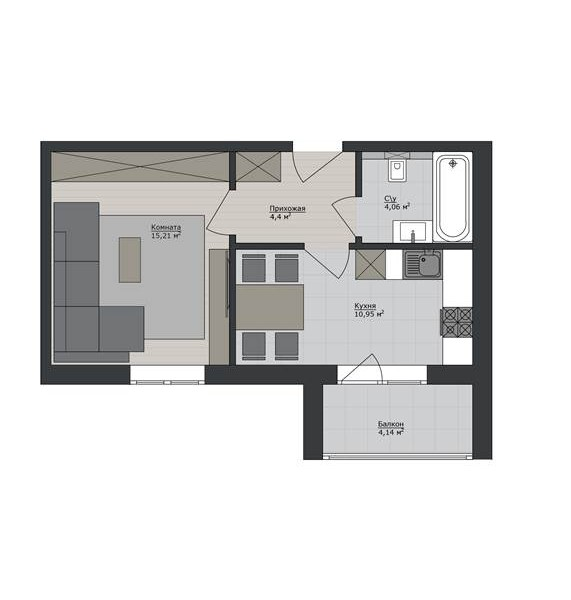 1-кімнатна 38.76 м² в ЖК Річковий квартал від 18 050 грн/м², Харків