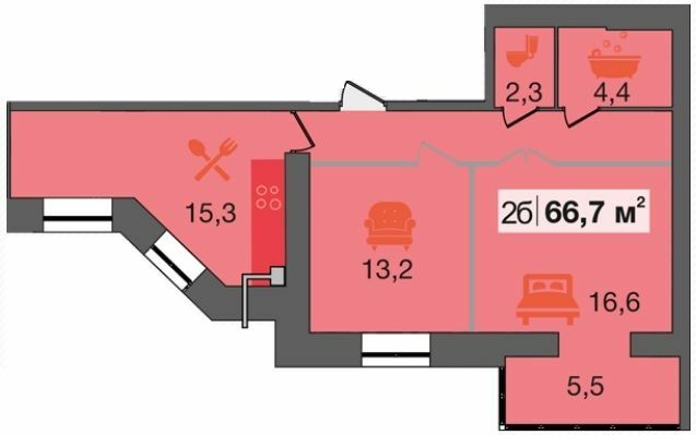 2-кімнатна 66.7 м² в ЖК Дніпровська Брама від 13 900 грн/м², смт Слобожанське