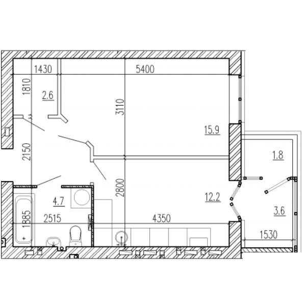 1-комнатная 44.8 м² в ЖК Алые Паруса от 15 500 грн/м², Днепр