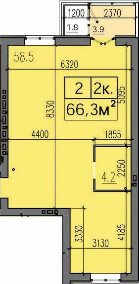 2-комнатная 66.3 м² в ЖК Хмельницкий от застройщика, Днепр