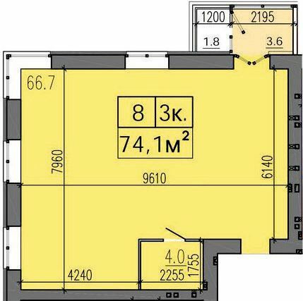 3-комнатная 74.1 м² в ЖК Хмельницкий от застройщика, Днепр