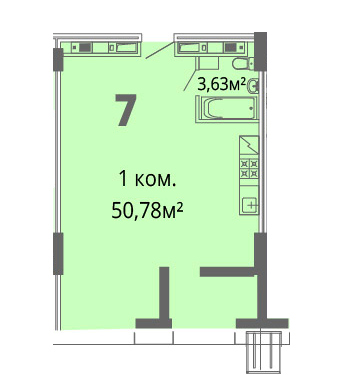 1-кімнатна 50.78 м² в ЖК Грані від 26 200 грн/м², Дніпро