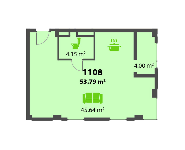 Свободная планировка 53.79 м² в ЖК Пятый континент от 26 250 грн/м², Днепр