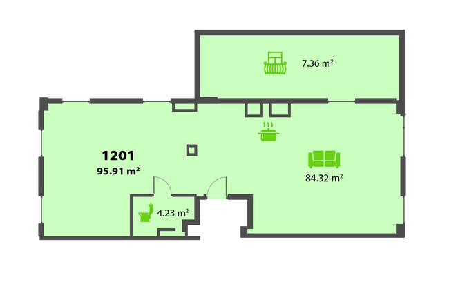 Свободная планировка 95.91 м² в ЖК Пятый континент от 26 250 грн/м², Днепр