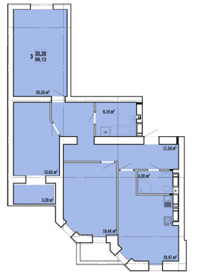 3-кімнатна 99.13 м² в ЖК Сокільники від 15 100 грн/м², Харків