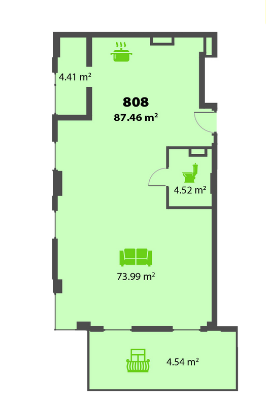 Свободная планировка 87.46 м² в ЖК Пятый континент от 26 250 грн/м², Днепр