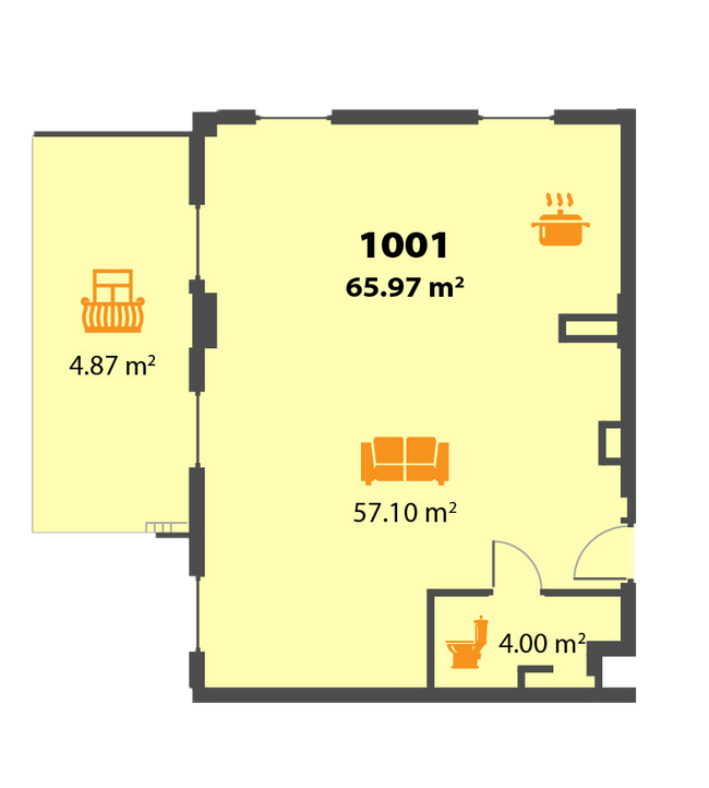 Вільне планування 65.97 м² в ЖК П'ятий континент від 26 250 грн/м², Дніпро