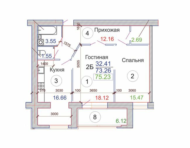 2-кімнатна 75.23 м² в ЖК Пролісок від забудовника, Дніпро