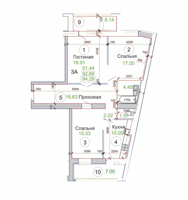 3-кімнатна 94.29 м² в ЖК Пролісок від забудовника, Дніпро