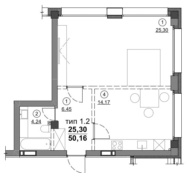 2-комнатная 50.16 м² в ЖК Олимпийский от 15 500 грн/м², Днепр