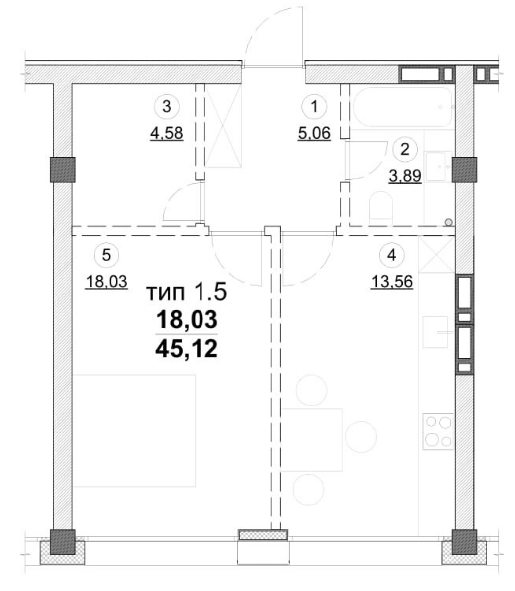 1-кімнатна 45.12 м² в ЖК Олімпійський від 21 750 грн/м², Дніпро