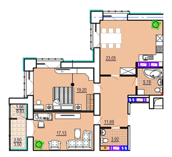 2-кімнатна 84.51 м² в ЖК Театральний від 41 700 грн/м², Харків