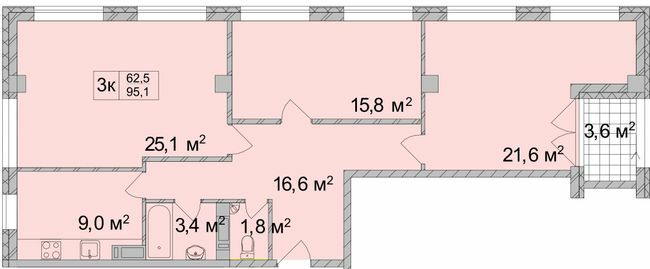 3-комнатная 95.1 м² в ЖК ТИТУЛ Дом на Пушкинской от 39 500 грн/м², Харьков