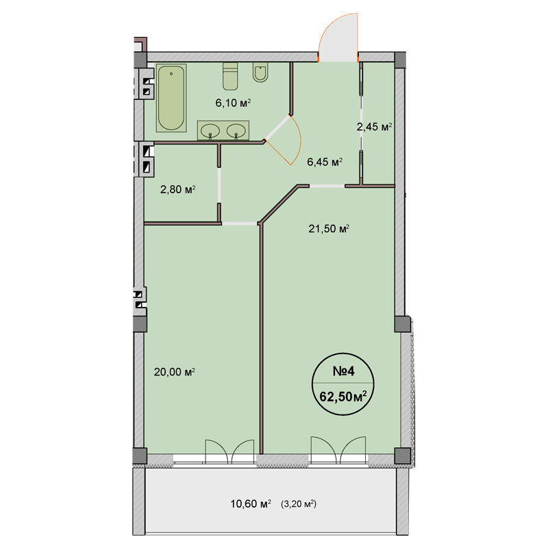 1-комнатная 62.5 м² в ЖК Феличита от 32 000 грн/м², Харьков