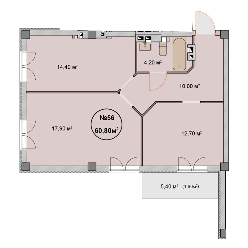 2-кімнатна 60.8 м² в ЖК Фелічіта від 36 500 грн/м², Харків