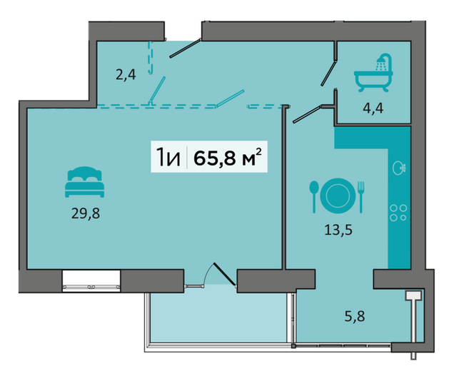 1-комнатная 65.8 м² в ЖК Dubinina от 19 500 грн/м², Днепр