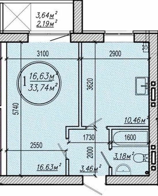 1-кімнатна 33.74 м² в КБ Дружний від 14 850 грн/м², Дніпро