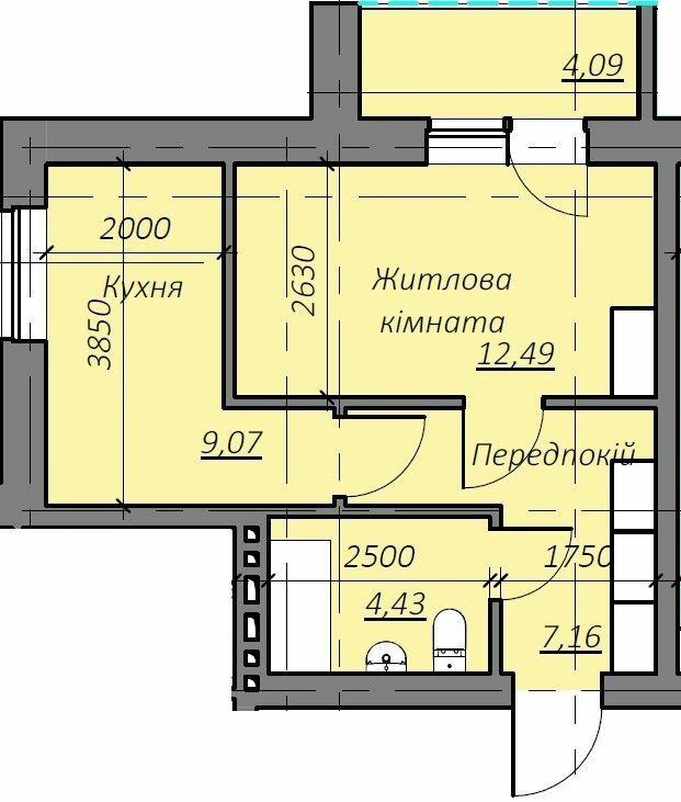 1-кімнатна 34.24 м² в КБ Дружний від 14 850 грн/м², Дніпро