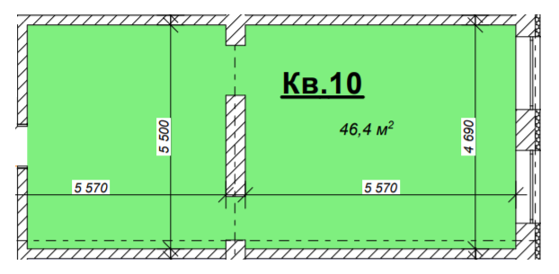 1-комнатная 46.4 м² в КД На Лабораторной от застройщика, Днепр