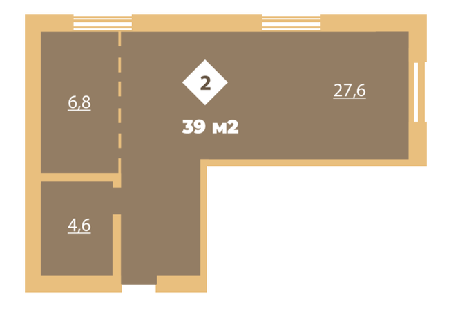 1-кімнатна 39 м² в КБ Міські сади від 19 700 грн/м², Харків