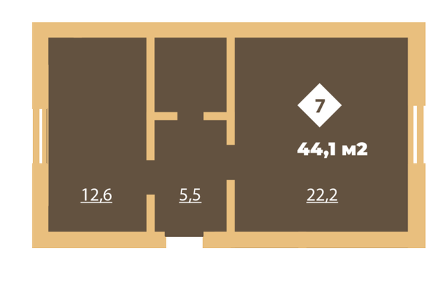 1-кімнатна 44.1 м² в КБ Міські сади від 19 700 грн/м², Харків