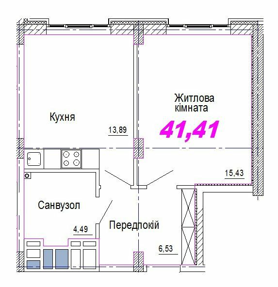 1-комнатная 41.41 м² в ЖК Favorit от 31 600 грн/м², Днепр