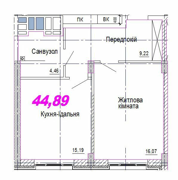 1-комнатная 44.89 м² в ЖК Favorit от 31 600 грн/м², Днепр