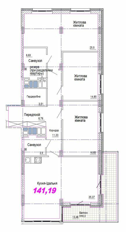 3-кімнатна 141.19 м² в ЖК Favorit від 31 600 грн/м², Дніпро