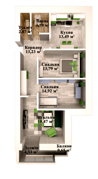 3-комнатная 85.41 м² в ЖК Caramel Residence от застройщика, Луцк