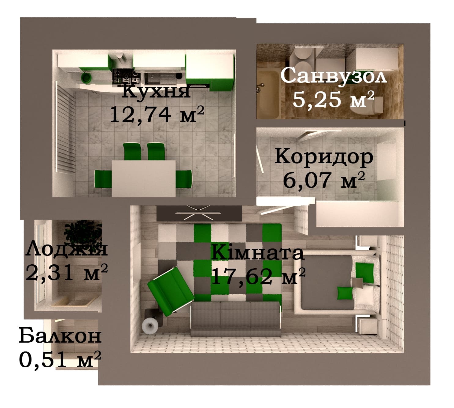 1-комнатная 44.5 м² в ЖК Caramel Residence от 19 000 грн/м², Луцк