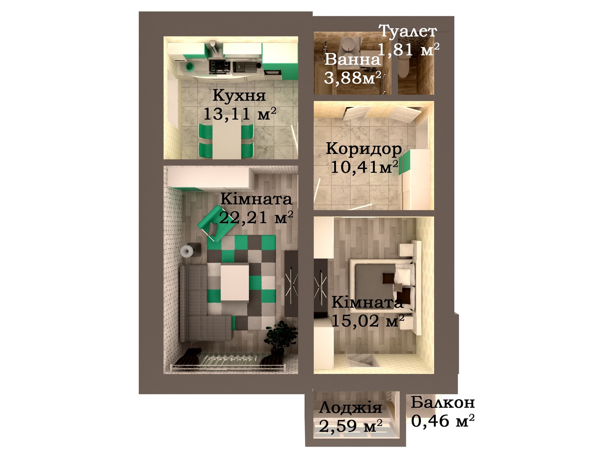 2-кімнатна 69.49 м² в ЖК Caramel Residence від 20 500 грн/м², Луцьк