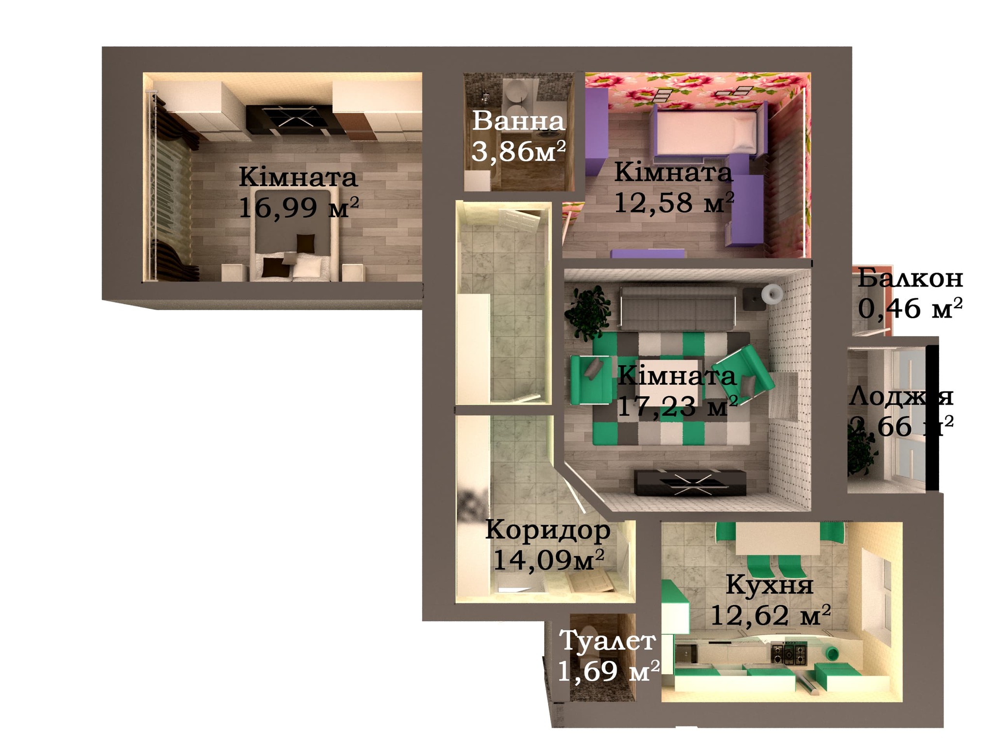 3-кімнатна 82.18 м² в ЖК Caramel Residence від 19 500 грн/м², Луцьк