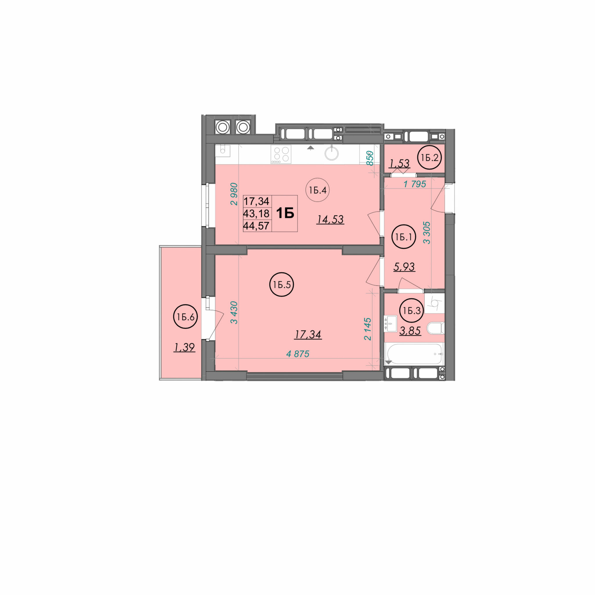 1-кімнатна 44.57 м² в ЖК Panorama від 17 750 грн/м², Луцьк