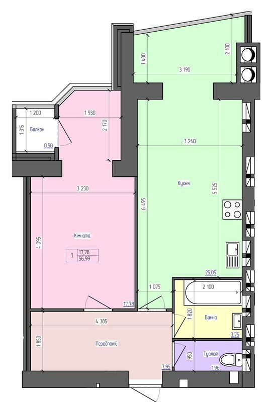 1-кімнатна 56.99 м² в ЖК Атлант від 14 000 грн/м², Луцьк