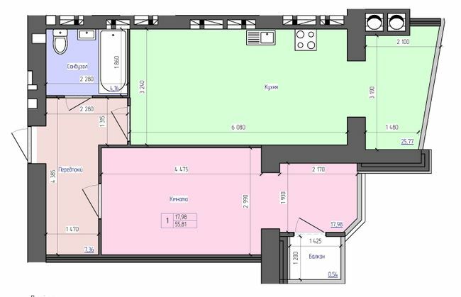 1-кімнатна 55.81 м² в ЖК Атлант від 14 000 грн/м², Луцьк