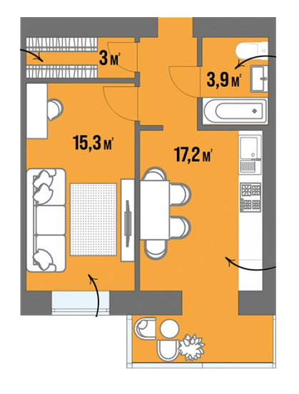 1-кімнатна 42.7 м² в ЖК Dream Town від 15 950 грн/м², Луцьк