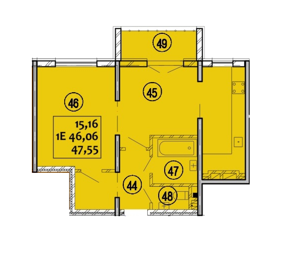 1-кімнатна 47.55 м² в ЖК Варшавський від 14 200 грн/м², м. Ковель