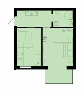 1-комнатная 39.39 м² в ЖК Західний Олімп от 15 200 грн/м², с. Тарасово