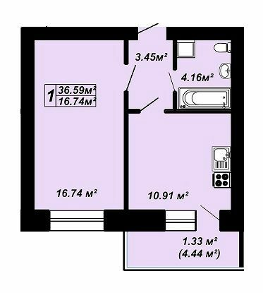 1-кімнатна 36.59 м² в ЖК Сафрон від 14 300 грн/м², Луцьк