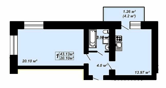 1-кімнатна 43.13 м² в ЖК Сафрон від 14 300 грн/м², Луцьк