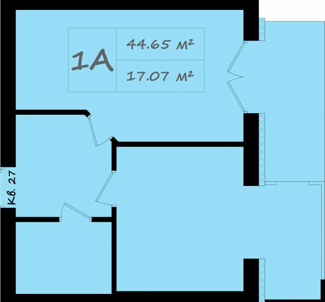 1-комнатная 44.65 м² в ЖК Итальянский от 17 500 грн/м², с. Тарасово