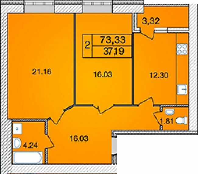 2-комнатная 73.33 м² в ЖК Avila от 16 000 грн/м², Житомир