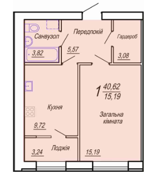 1-комнатная 40.62 м² в ЖК Вильский от 15 000 грн/м², Житомир