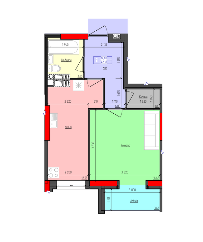 1-комнатная 42.18 м² в ЖК Мистецькі Ворота от 17 500 грн/м², Житомир